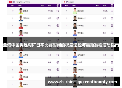 查询中国男足对阵日本比赛时间的权威途径与最新赛程信息指南 查询中国男足对阵日本比赛时间的权威途径与最新赛程信息指南